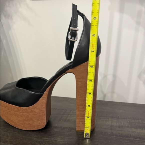 Gianni Bini Fenix Leather Woodgrain Platform Peep Toe Pumps Heels Size 6.5 NEW - Picture 6 of 9